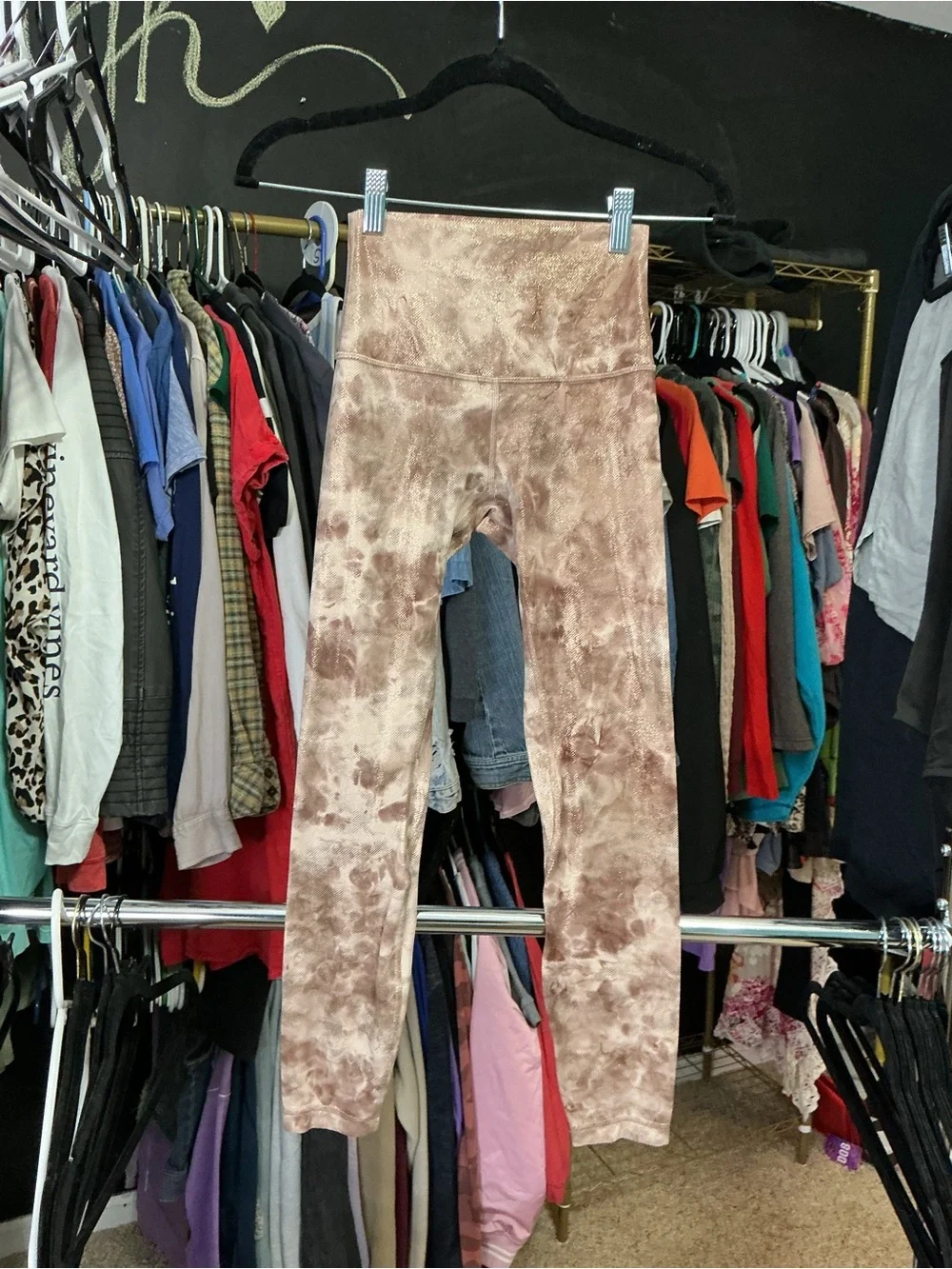 Lululemon Wunder Train 25’ High-Rise Foil Tie Dye Leggings Gold Shimmer Yoga